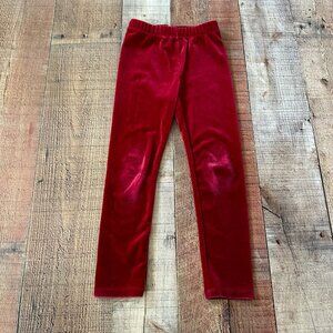 Janie & Jack Girls Red Velvet Leggings Size 4